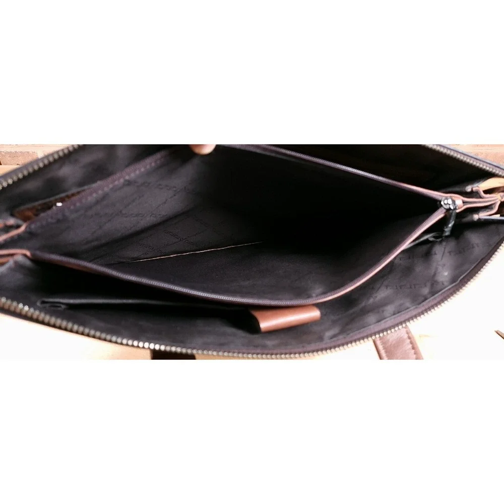 Tonino Lamborghini Brown Leather Bag Attache 14 Inch Made in Italy